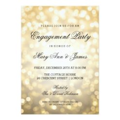Gold Bokeh Lights Elegant Engagement Party Card