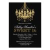 Gold Faux Glitter Chandelier Sweet 16 Invitations