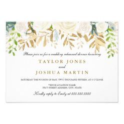Gold Floral Leaf Rehearsal Dinner Invite