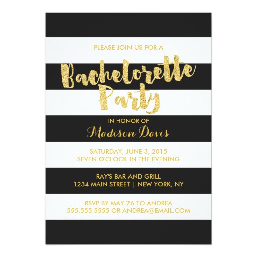 Gold Glitter Glamorous Bachelorette Party Invites