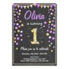 Gold Glitter Purple Pink Birthday Invitation