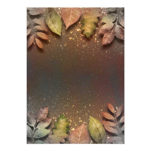 Gold Glitter Vintage Fall Leaves Engagement Party Card - Image 2
