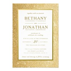 Gold Glitter Wedding Invitation
