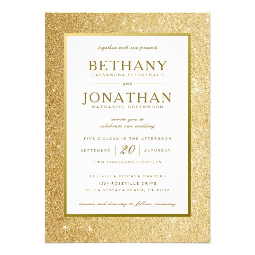Gold Glitter Wedding Invitation