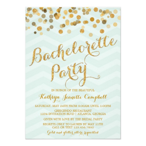 Gold Glittering Confetti Bachelorette Party Invite