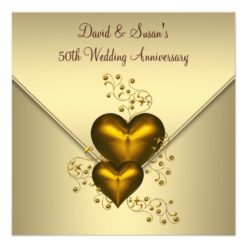Gold Hearts Elegant Gold 50th Wedding Anniversary Card
