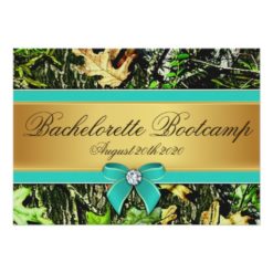 Gold Hunting Camo Bachelorette Party Invitations