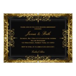 Gold Jewel Damask 50th Wedding Anniversary Invite - Image 2