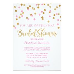 Gold Pink Confetti Bridal Shower Invitation