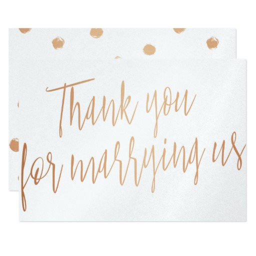 Gold Rose "Thank you for marring us" Card