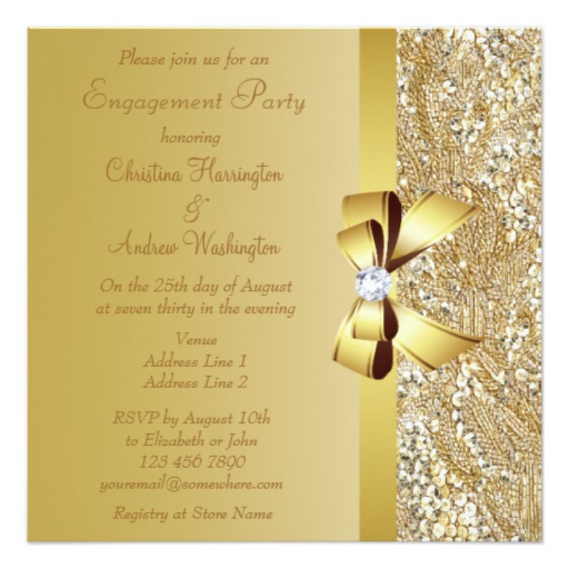 Bow & Diamond Engagement Party Card