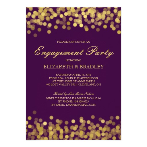 Gold Twinkle Modern Bridal Engagement Party Card