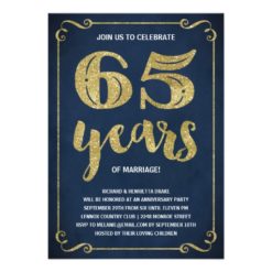Gold Typography | Faux Foil 65th Anniversary Card