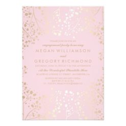 Gold and Pink  Baby's Breath Engagement Party Card
