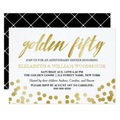 Golden Fifty Confetti | 50th Anniversary Dinner Card