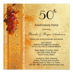 Golden Grapes Vintage Anniversary Invitation