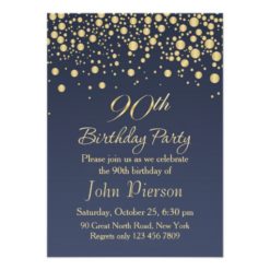Golden confetti 90th Birthday Party Invitation