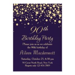 Golden confetti 90th Birthday Party Invitation