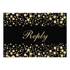 Golden effect confetti on black RSVP Invitation