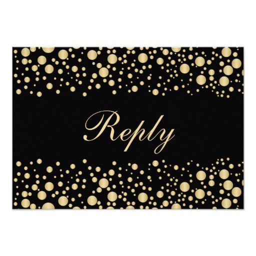 Golden effect confetti on black RSVP Invitation