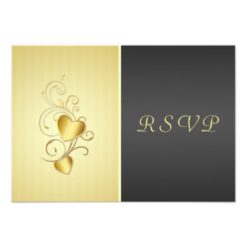 Golden joined hearts RSVP Card