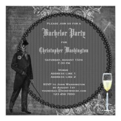Gothic Groom Skeleton Shabby Chic Bachelor Party Card - Image 2