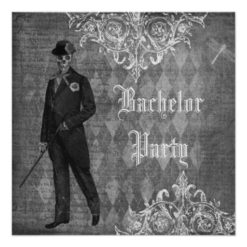 Gothic Groom Skeleton Shabby Chic Bachelor Party Card