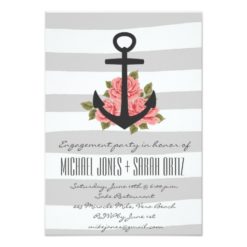 Gray Romantic Nautical Engagement Party Invitation