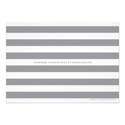 Gray & White Stripe Light Blue Boys Baby Shower Card - Image 2
