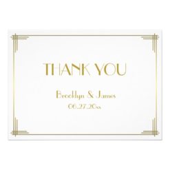 Great Gatsby Gold Art Deco Wedding Thank You Card