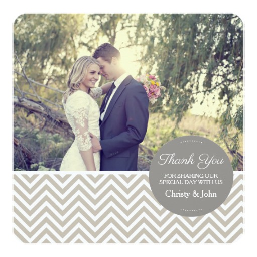 Grey Chevron Wedding Thank You Card