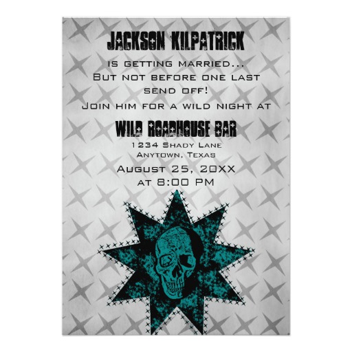 Grunge Skull Bachelor Party Invite