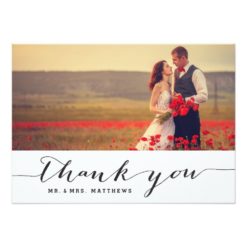 Handwriting Wedding Photo Thank You Card
