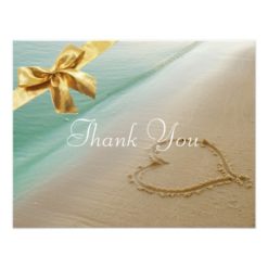 Heart Carved In The Sand Wedding Thank You Card2 Card