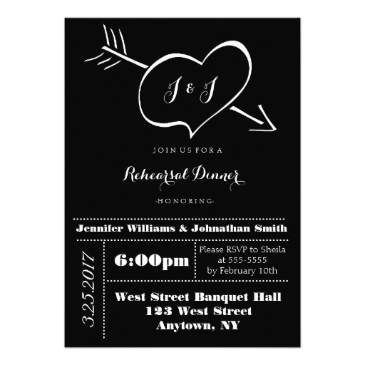 Heart Typography Rehearsal Dinner Invitations