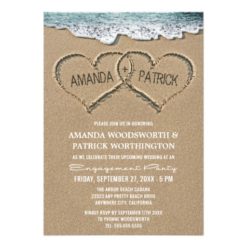 Hearts in the Sand Engagement Party Invitations