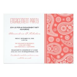 Henna Paisley Engagement Party Invitation (coral)
