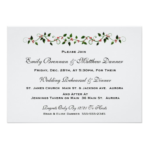 Holiday Wedding Rehearsal Dinner Invitation