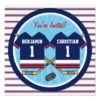 Ice Hockey Twins Jersey V2 1st Birthday Party Card