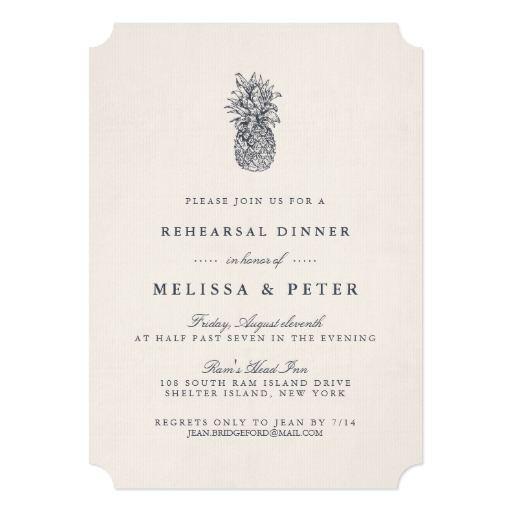 Island Vintage Pineapple Rehearsal Dinner Card