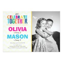 Joint twin birthday party invitation