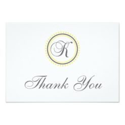 K Dot Circle Monogam Thank You Cards (Yellow/Gray)