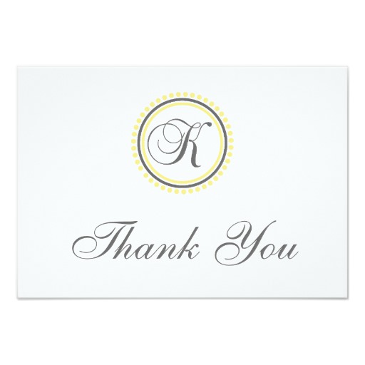 K Dot Circle Monogam Thank You Cards (Yellow/Gray)