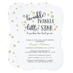Gold Twinkle Twinkle Little Star Baby Shower Card