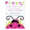 Ladybug Hot Pink Kids Birthday Party Invitation