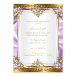 Lavender Gold White Princess Baby Shower Ethnic Card - Image 2