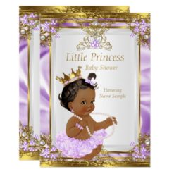 Lavender Gold White Princess Baby Shower Ethnic Card