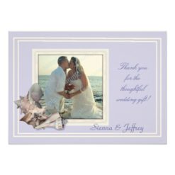 Lavender Seashell Wedding Photo Thank You Card