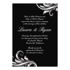 Leaf Swirl Wedding Invitation Black Silver - Image 2
