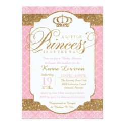 Little Princess Royal Pink and Gold Baby Shower Card